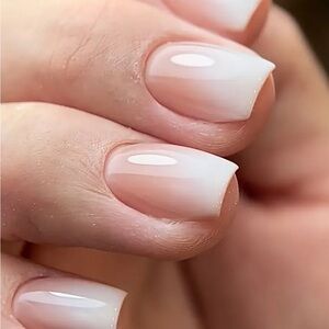 False Nails Short Square French Manicure Press on Nails Full Cover DIY Manicure.